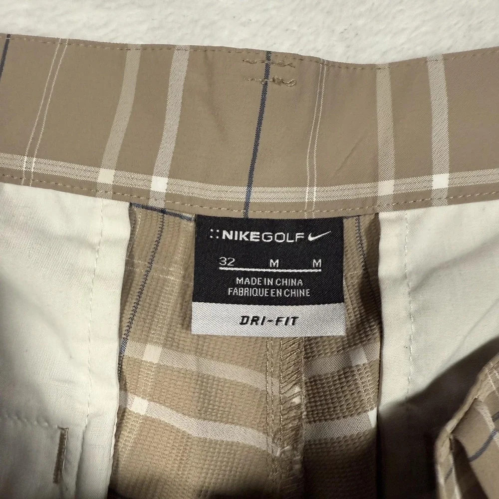 Nike Golf‎ Shorts Mens 32 Brown Plaid Dri-FIT Performance Lightweight Athletic